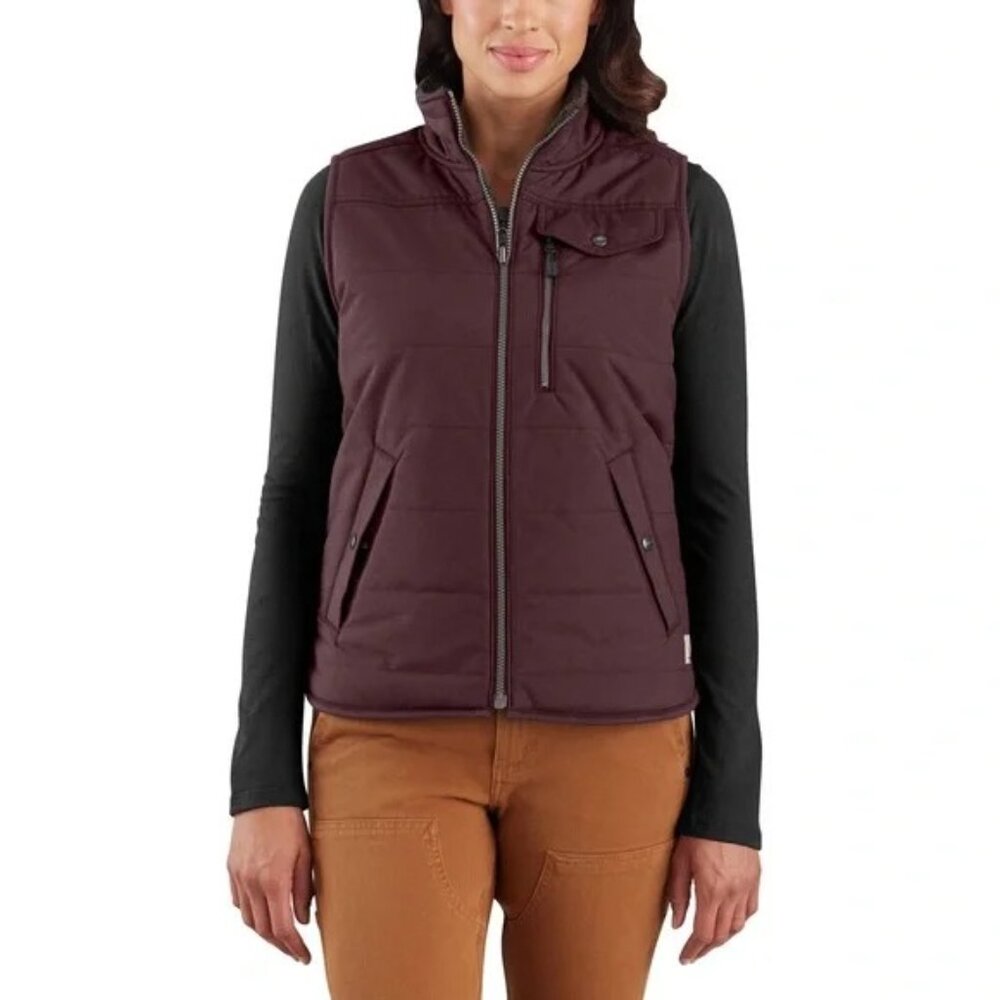 Carhartt | Amoret Reversible Sherpa-Lined Vest | Burgundy & Charcoal | Large
